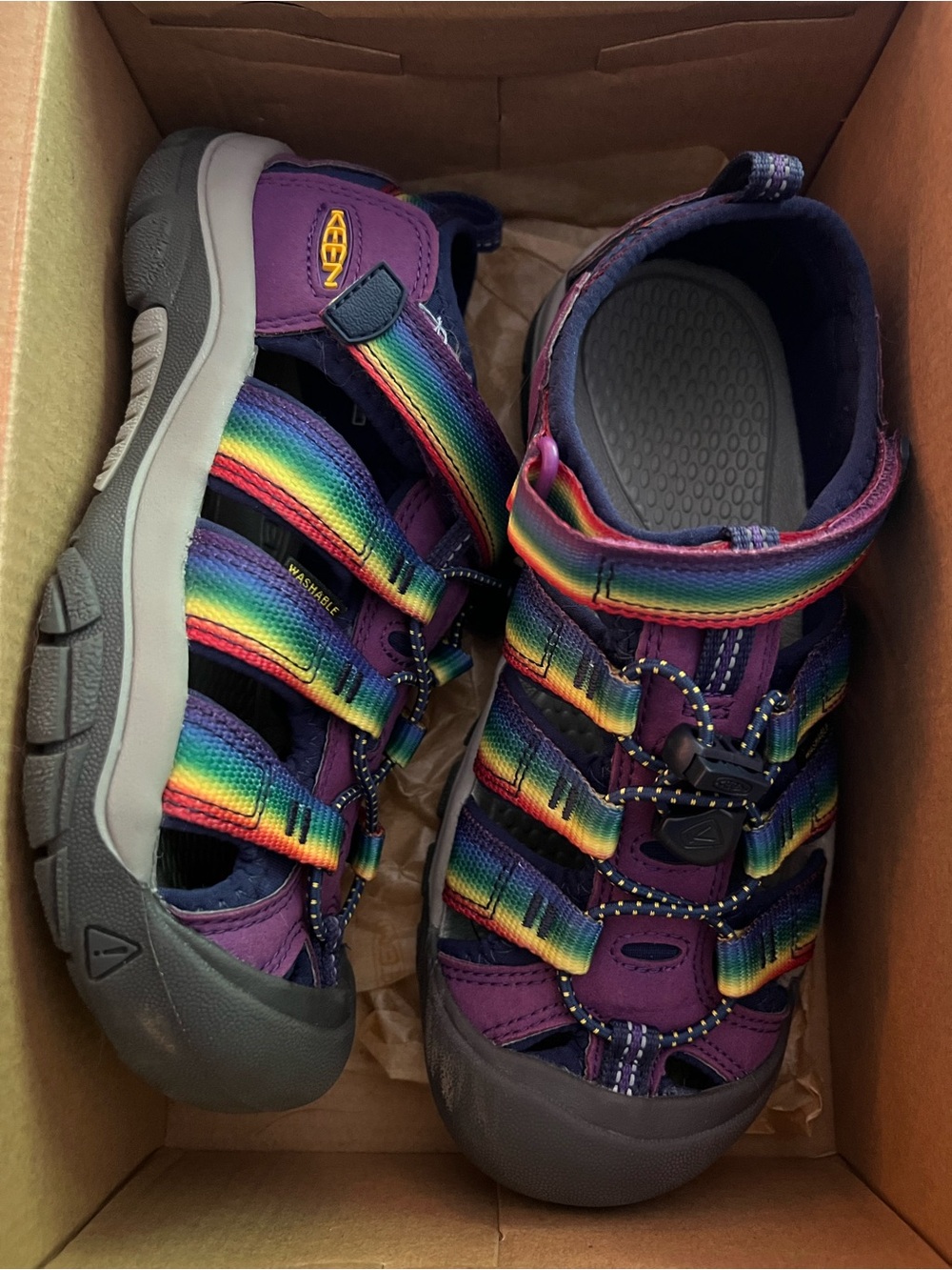 Keen Kids Purple Sandals with Rainbow Straps